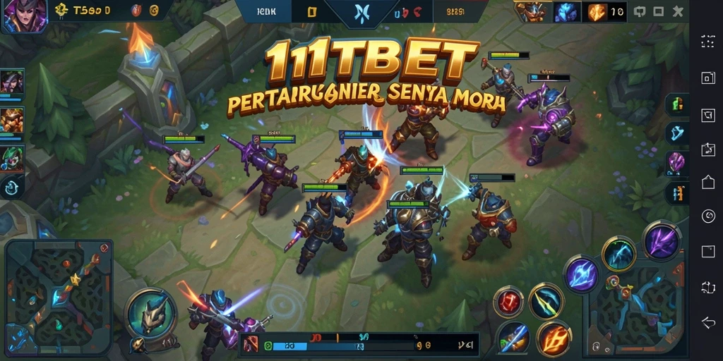 Tangkapan layar menampilkan pertempuran epik dalam <strong>11TBET</strong> MOBA.
