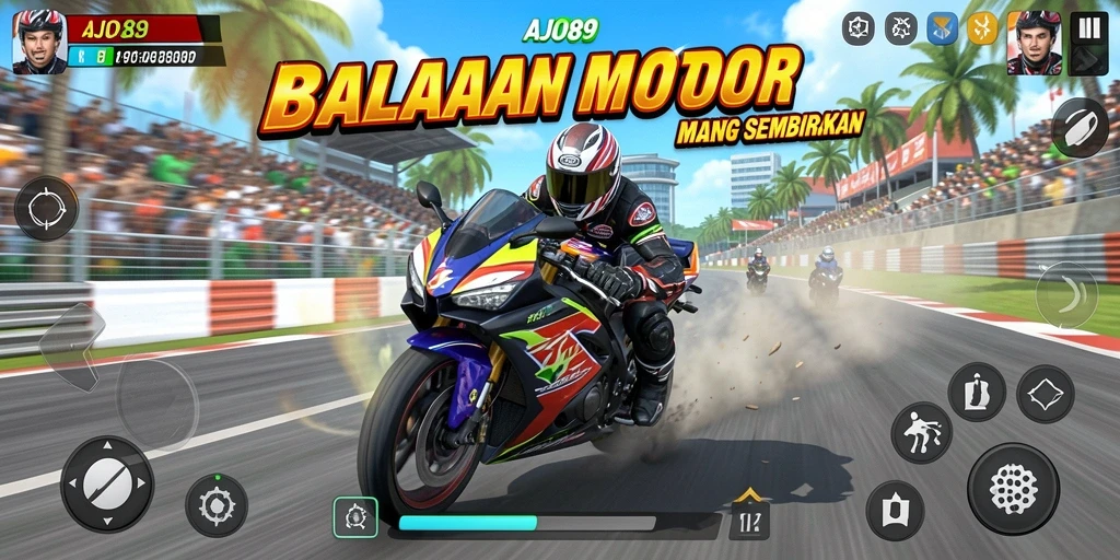 Gameplay AJO89 yang mendebarkan dalam balapan motor.