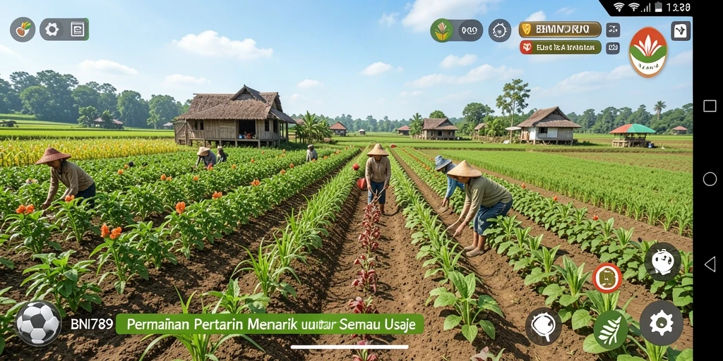 Tampilan gameplay BNI789 dengan aktivitas bertani yang seru.