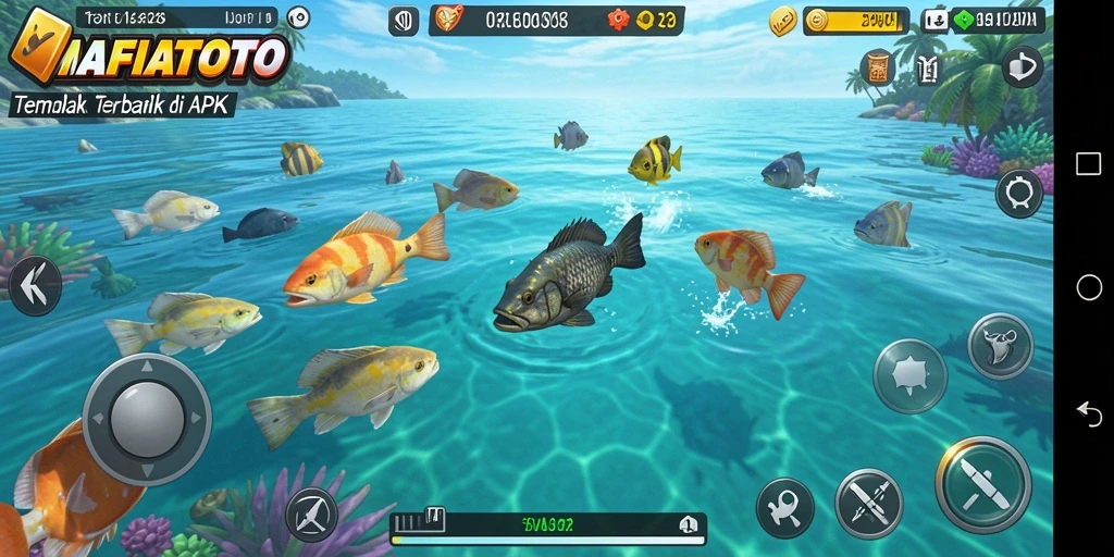 Screenshot gameplay MAFIATOTO yang menampilkan aksi Tembak Ikan yang seru.