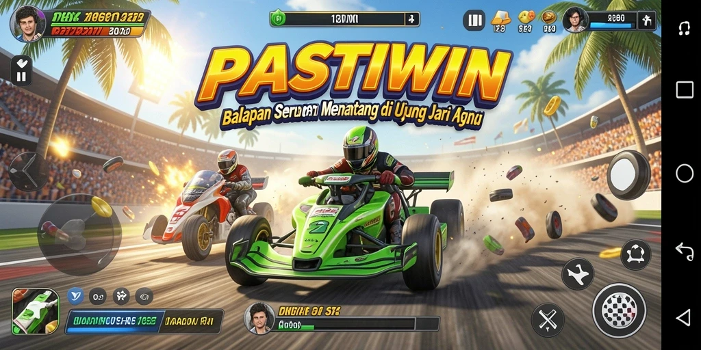 Tampilan balapan seru di PASTIWIN dengan mobil berkecepatan tinggi.