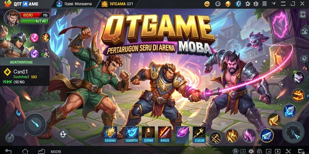 Screenshot QTGAME menampilkan aksi seru di arena MOBA.