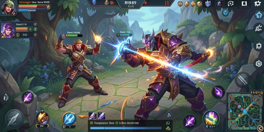 Tampilan aksi mendebarkan dalam gameplay MOBA RI889.