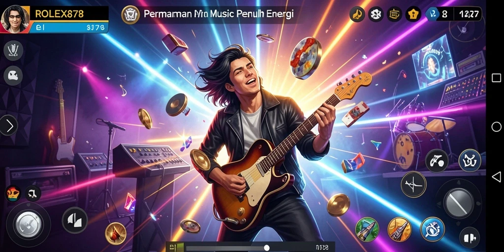 Screenshot gameplay ROLEX878 menampilkan keseruan bermain musik.