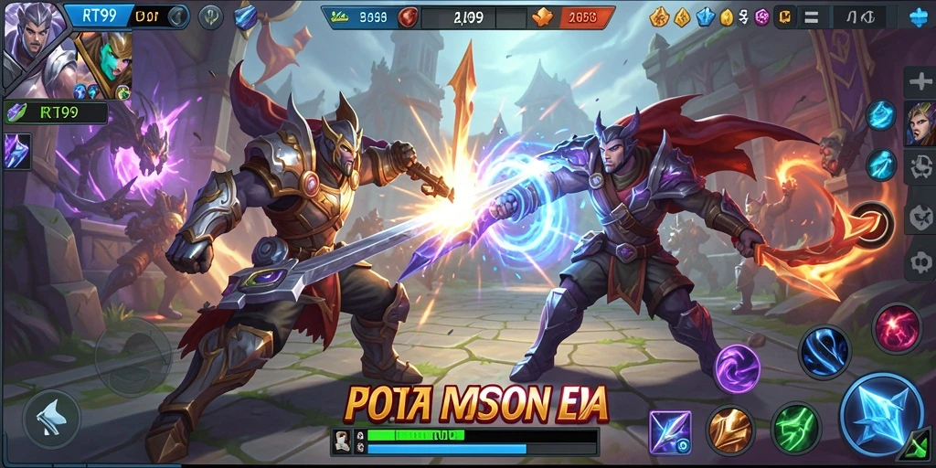 Screenshot dari gameplay RT99 yang menampilkan aksi pertempuran tim.