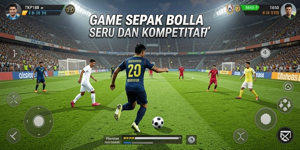 Tampilan gameplay TKP188 dengan aksi sepak bola yang mendebarkan.