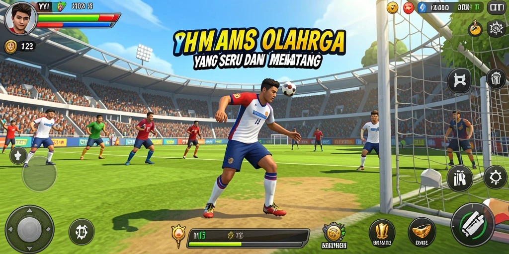 Tampilan gameplay seru dalam YY123 menampilkan berbagai olahraga.